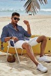JMIERR Men's Casual Button Down Linen Shirt