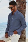JMIERR Men's Casual Button Down Linen Shirt