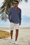 JMIERR Men's Casual Button Down Linen Shirt
