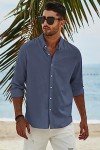 JMIERR Men's Casual Button Down Linen Shirt