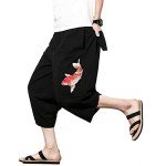 Men's Black Harem Capri Pants with Pockets