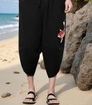 Men's Black Harem Capri Pants with Pockets