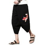 Men's Black Harem Capri Pants with Pockets