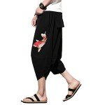Men's Black Harem Capri Pants with Pockets