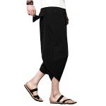 Men's Black Harem Capri Pants with Pockets