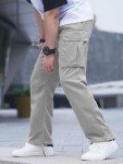 Men's Casual Drawstring Cargo Pants in Grey