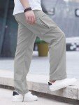 Men's Casual Drawstring Cargo Pants in Grey