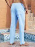Men's Casual Linen Summer Pants - Blue
