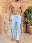 Men's Casual Linen Summer Pants - Blue