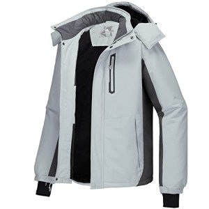 Men's Waterproof Ski Jacket with Detachable Hood
