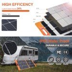 Upgraded 100W Portable Solar Panel for Power Station, Monocrystalline Foldable 100 Watt 18V Solar Panel Charger for Camping, High Efficiency IP65 Waterproof for Outdoor RV Trip