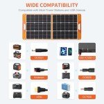 Upgraded 100W Portable Solar Panel for Power Station, Monocrystalline Foldable 100 Watt 18V Solar Panel Charger for Camping, High Efficiency IP65 Waterproof for Outdoor RV Trip