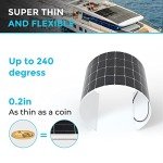 Renogy Solar Panel 200W 12V Lightweight Monocrystalline Ultra-Flexible Bendable Mono Off-Grid Charger for Marine RV Cabin Van Car Boat Curve Surfaces