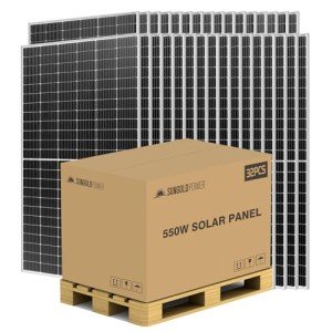 SUNGOLDPOWER 32pcs 550W Solar Panels Monocrystalline, High Efficiency Solar Panel for Charging Station,Rooftop, Household, Marine, RV, On/Off Grid Solar System (Total 17600w)