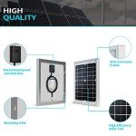 ACOPOWER HY010-12M 10 Watt 10W Mono Solar Panel for 12V Battery Charging RV Boat, Off Grid