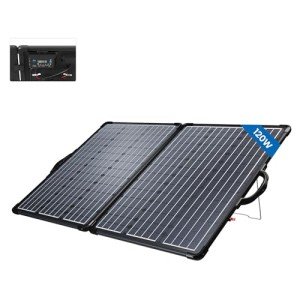 ACOPOWER 120W Mono Lightweight Portable Solar Panel, 2x60W Folding Solar Panel, Waterproof 20A 12V LCD Solar Controller for Power Station, RV Camping
