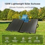 ACOPOWER 120W Mono Lightweight Portable Solar Panel, 2x60W Folding Solar Panel, Waterproof 20A 12V LCD Solar Controller for Power Station, RV Camping