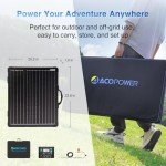 ACOPOWER 120W Mono Lightweight Portable Solar Panel, 2x60W Folding Solar Panel, Waterproof 20A 12V LCD Solar Controller for Power Station, RV Camping