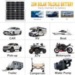 SOLPERK Solar Panel Kit 20W 12V, Solar Battery Trickle Charger Maintainer + Upgrade Controller + Adjustable Mount Bracket for Boat Car RV Motorcycle Marine Automotive