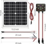 SOLPERK Solar Panel Kit 20W 12V, Solar Battery Trickle Charger Maintainer + Upgrade Controller + Adjustable Mount Bracket for Boat Car RV Motorcycle Marine Automotive