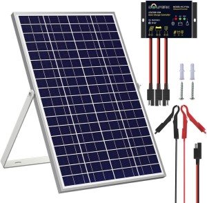SOLPERK Solar Panel Kit 30W 24V, Intelligent Waterproof 10A PWM Controller, Home Outdoor Solar Battery Charger for RV Car Boat Marine Tractor Camping
