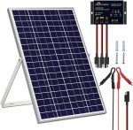 SOLPERK Solar Panel Kit 30W 24V, Intelligent Waterproof 10A PWM Controller, Home Outdoor Solar Battery Charger for RV Car Boat Marine Tractor Camping