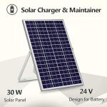 SOLPERK 30W 24V Solar Panel Kit, Solar Battery Trickle Charger Maintainer + Adjustable Mount Bracket for Automotive Motorcycle Boat Marine RV