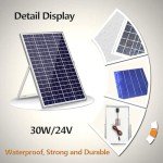 SOLPERK 30W 24V Solar Panel Kit, Solar Battery Trickle Charger Maintainer + Adjustable Mount Bracket for Automotive Motorcycle Boat Marine RV