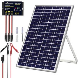 SOLPERK Solar Panel Kit 30W 24V, Intelligent Waterproof 10A PWM Controller, Home Outdoor Solar Battery Charger for RV Car Boat Marine Tractor Camping, 24 Volt Batteries Solar Panel Charger