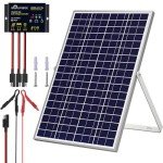 SOLPERK Solar Panel Kit 30W 24V, Intelligent Waterproof 10A PWM Controller, Home Outdoor Solar Battery Charger for RV Car Boat Marine Tractor Camping, 24 Volt Batteries Solar Panel Charger