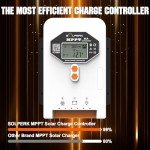 SOLPERK 60A MPPT Solar Charge Controller, 12V/24V/48V Auto, Input LCD Display Regulator Intelligent Solar Panel Regulator for LiFePO4, SLD,Gel Sealed, Li, Flooded Battery, Rover APP Control Bluetooth