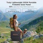 ZOUPW 100W Portable Solar Panel+100 Watt 9BB Ultralight Portable Solar Panel for Power Station,23.5% High Efficiency IP67 Waterproof 2 Adjustable Kickstands for Camping RV Blackout