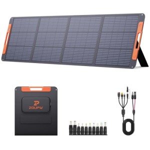 Upgraded 200 Watt Portable Solar Panel for Power Station,20V Foldable Solar Panel with Solar Angle Guide,23.5% High Efficiency IP67 Waterproof 4 Adjustable Kickstands for Camping RV Hurricane Blackout
