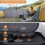 Upgraded 200 Watt Portable Solar Panel for Power Station,20V Foldable Solar Panel with Solar Angle Guide,23.5% High Efficiency IP67 Waterproof 4 Adjustable Kickstands for Camping RV Hurricane Blackout