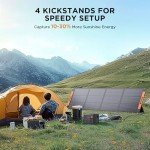 Upgraded 200 Watt Portable Solar Panel for Power Station,20V Foldable Solar Panel with Solar Angle Guide,23.5% High Efficiency IP67 Waterproof 4 Adjustable Kickstands for Camping RV Hurricane Blackout