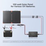 ZOUPW 100 Watt Portable Solar Panel with 20A PWM Controller,Camping Essentials,100W Foldable Solar Panel Kit for Power Station & 12V Batteries,23.5% High Efficiency IP68 Waterproof for RV Camping