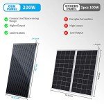 ACOPOWER 200 watt Solar Panels,High Efficiency Black PV Module Power 200W Mono RV Solar Panel for 12 Volt System,RV Marine Boat Cabin and Other Off Grid System