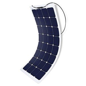ACOPOWER 110W Flexible Solar Panel, Thin Lightweight ETFE Solar Charger on RV Boat Cabin Tent Caravan w Solar Connector for 12V Battery