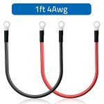 ACOPOWER 4 Gauge Battery Cable Inverter Power Cable with Oxygen-Free Copper 1 Feet - Black + Red