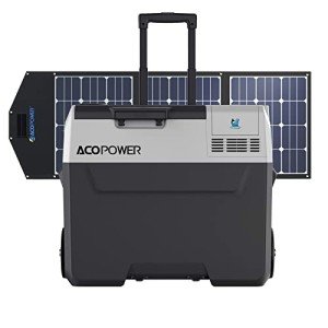 ACOPOWER LiONCooler Pro HY-COMBO-PX40 Solar Freezer Portable 42 Quarts Cooler & 90 Watt Solar Panel Combination Kit for Truck RV Boat Outdoor Camping, Black&Grey