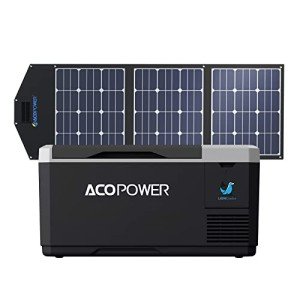 ACOPOWER LiONCooler Mini HY-VX18 Solar Freezer Portable 19 Quart Cooler & 90 Watt Solar Panel Combination Kit for Truck RV Boat Outdoor Camping, Black&Grey