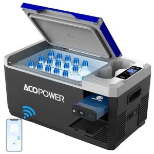 ACOPOWER&LiONCooler Mini VX18 Car Freezer, 19Qt Solar Power Refrigerator with APP Control, -4℉~68℉ Portable Fridge, 12V Cooler for Camping, Picnic, Fishing, Hiking