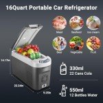 BODEGACOOLER 12 Volt Car Refrigerator, 16 Quart (15L) Small Car Fridge, Portable Freezer(-4℉~68℉), Car Cooler with 12/24V DC for Outdoor, Vehicles, Camping, Travel