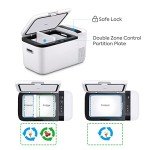 ICECO GO20 Dual Zone 12 Volt Refrigerator, 12V Car Refrigerator with Secop Compressor, Separate Control, DC & AC, 0℉ - 50℉, Portable Freezer Compressor Cooler for Outdoor, White, 21 Quart(20 Liter)