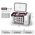 ICECO GO20 Dual Zone 12 Volt Refrigerator, 12V Car Refrigerator with Secop Compressor, Separate Control, DC & AC, 0℉ - 50℉, Portable Freezer Compressor Cooler for Outdoor, White, 21 Quart(20 Liter)