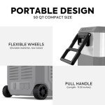 ICECO JP50 Pro Portable Refrigerator,12Volt Car Fridge Freezer, Compact Refrigerator with Secop Compressor, for Outdoor, Camping 51.7 Quart, -4℉～68℉, DC 12/24V, AC 110/240V, Multi-directional Lid