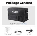 ICECO JP50 Pro Portable Refrigerator,12Volt Car Fridge Freezer, Compact Refrigerator with Secop Compressor, for Outdoor, Camping 51.7 Quart, -4℉～68℉, DC 12/24V, AC 110/240V, Multi-directional Lid