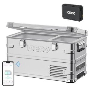 ICECO APL35 Portable Refrigerator Freezer, Dual Zone Car Fridge Equipped SECOP Nano Compressor, Aluminum 12V Portable Fridge Freezer, -4℉~68℉,12/24V DC, 37 Quart (APL35+Battery)