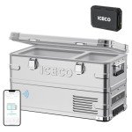 ICECO APL35 Portable Refrigerator Freezer, Dual Zone Car Fridge Equipped SECOP Nano Compressor, Aluminum 12V Portable Fridge Freezer, -4℉~68℉,12/24V DC, 37 Quart (APL35+Battery)