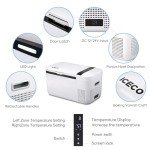 ICECO GO20 Dual Zone Car Refrigerator, 21 Quart Portable Car Freezer with Secop Compressor, APP Control, 0℉～50℉, DC 12/24V, AC 110/240V, 12 Volt Refrigerator For Car,Trip (GO20 White+Battery)